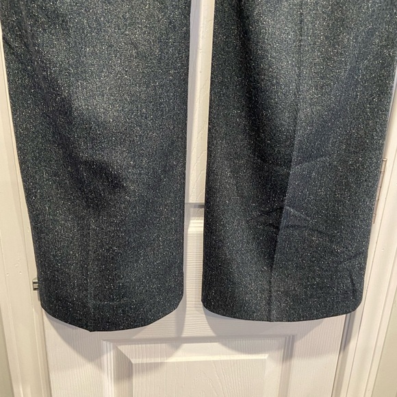 Loft Size 10 Julie Trouser Belted Blue Gray Wide Straight Leg Zip Up Stretch - Picture 7 of 15